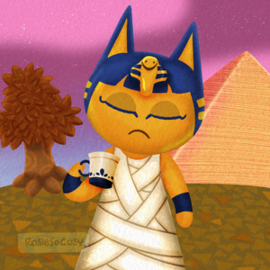 Ankha drinking tea in Animal Crossing 20231104.png