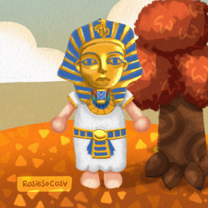Player wearing a King Tut mask in Animal Crossing 20231006.png